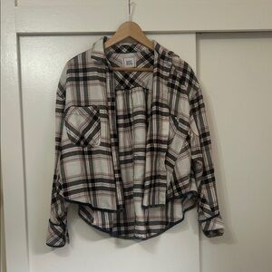 BDG Checkered Flannel Shirt in Black and White